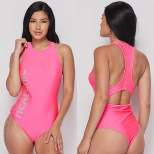 π Glow Sporty Athletic Bodysuit - Neon Pink